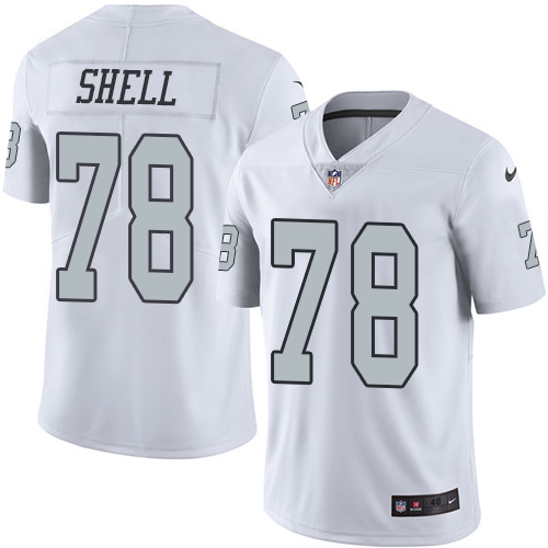 Men's Elite Art Shell Nike Jersey White - #78 Rush NFL Oakland Raiders